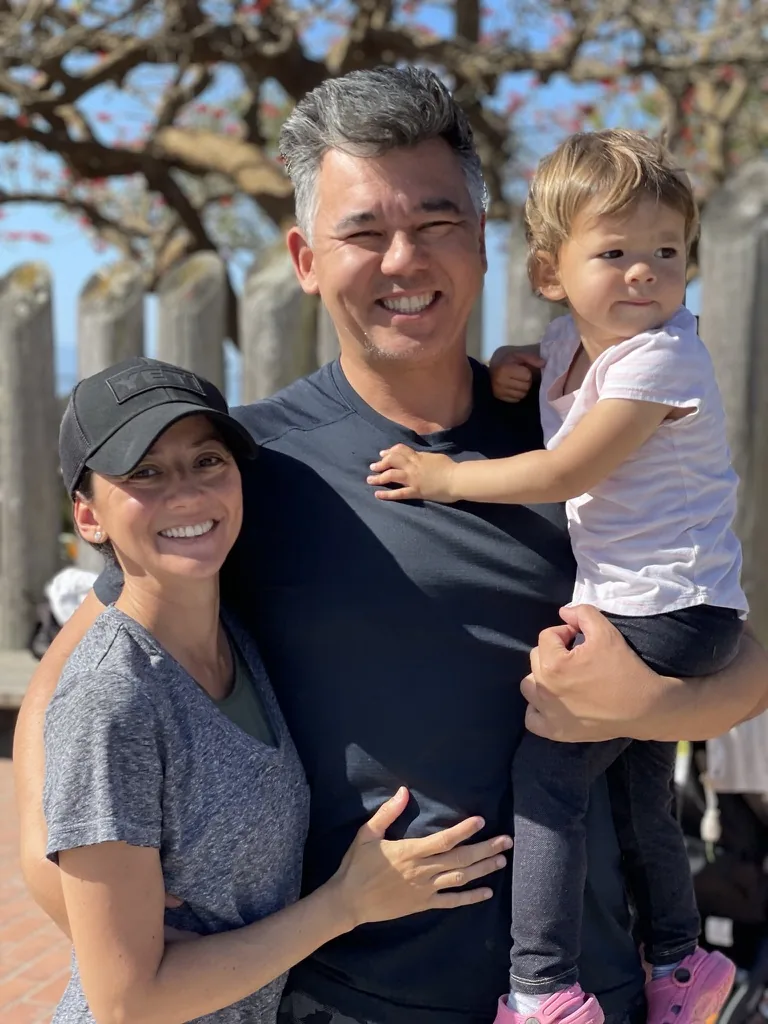 Andrew, Marie, and Zoe standing together near the Santa Barbara waterfront