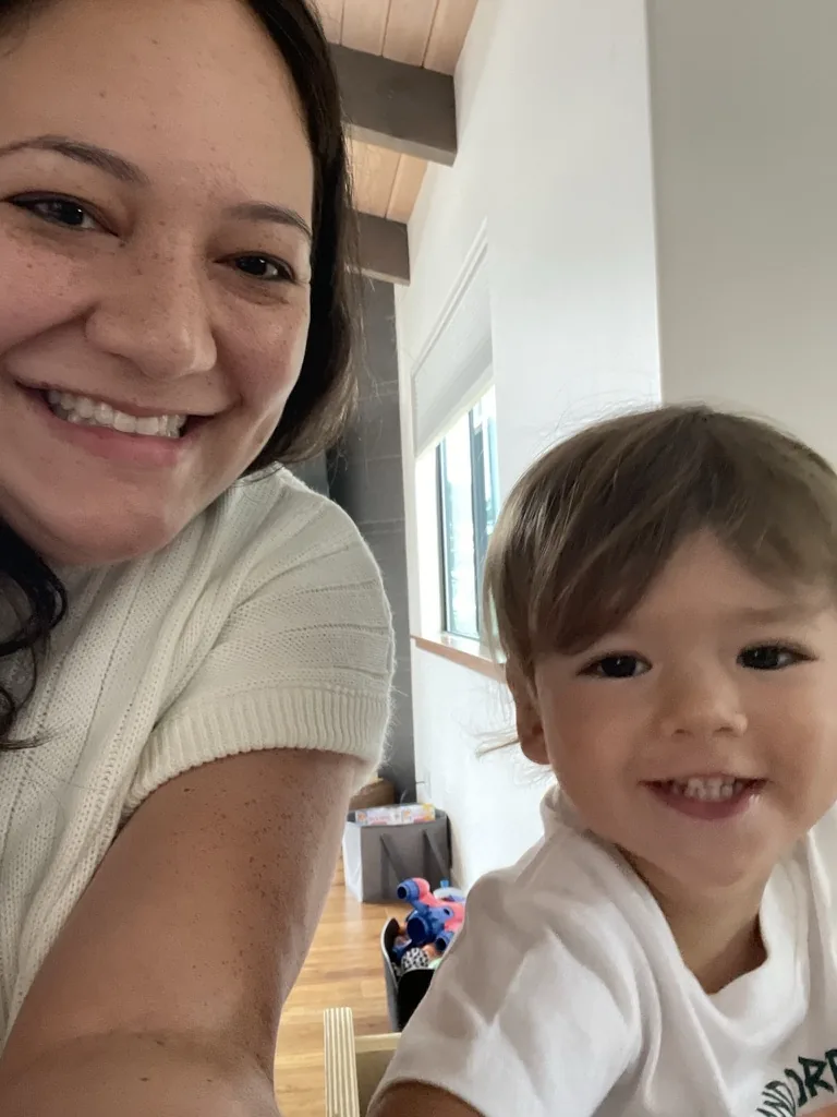 Marie smiling in a selfie with Zoe