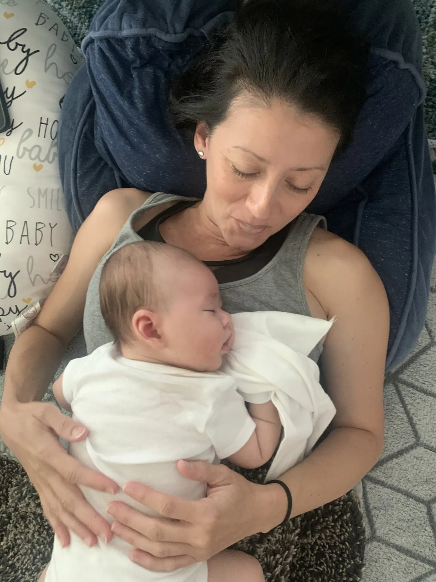 Marie holding baby Zoe during newborn snuggles